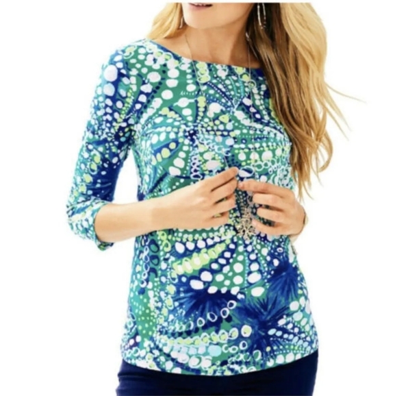 Lilly Pulitzer Tops - LILLY PULITZER Waverly Top Bright Navy A Jungle In Here Small LNC